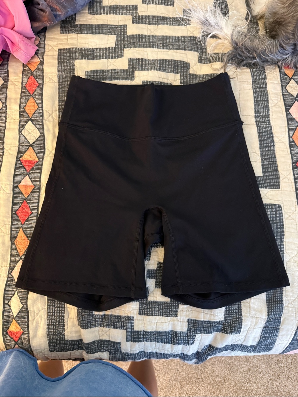 Fabletics motion 365 Black High-Rise Bike Shorts no front seam
